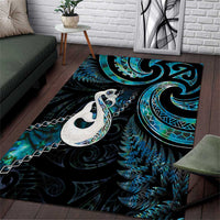New Zealand Aotearoa Area Rug Maori Manaia Paua Shell Glitter Turquoise LT05 Turquoise - Polynesian Pride