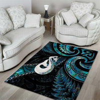 New Zealand Aotearoa Area Rug Maori Manaia Paua Shell Glitter Turquoise LT05 - Polynesian Pride