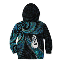New Zealand Aotearoa Kid Hoodie Maori Manaia Paua Shell Glitter Turquoise LT05 - Polynesian Pride