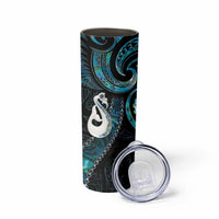 New Zealand Aotearoa Skinny Tumbler Maori Manaia Paua Shell Glitter Turquoise