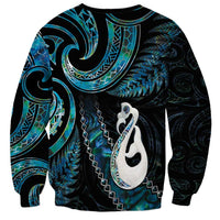 New Zealand Aotearoa Sweatshirt Maori Manaia Paua Shell Glitter Turquoise LT05 - Polynesian Pride