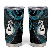 New Zealand Aotearoa Tumbler Cup Maori Manaia Paua Shell Glitter Turquoise