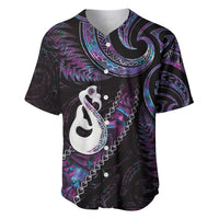 New Zealand Aotearoa Baseball Jersey Maori Manaia Paua Shell Glitter Purple LT05 Purple - Polynesian Pride