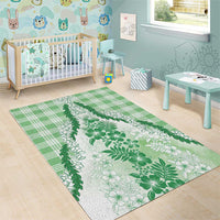 Aloha Hawaii Palaka Area Rug Green Plumeria Lei - Polynesian Pride