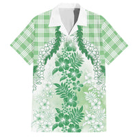 Aloha Hawaii Palaka Hawaiian Shirt Green Plumeria Lei - Polynesian Pride