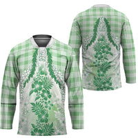 Aloha Hawaii Palaka Hockey Jersey Green Plumeria Lei LT05 - Polynesian Pride