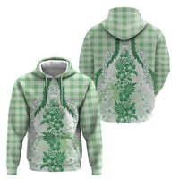 Aloha Hawaii Palaka Hoodie Green Plumeria Lei - Polynesian Pride