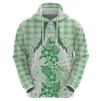 Aloha Hawaii Palaka Hoodie Green Plumeria Lei - Polynesian Pride