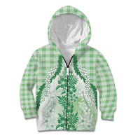Aloha Hawaii Palaka Kid Hoodie Green Plumeria Lei - Polynesian Pride