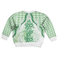 Aloha Hawaii Palaka Kid Ugly Christmas Sweater Green Plumeria Lei - Polynesian Pride