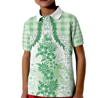 Aloha Hawaii Palaka Kid Polo Shirt Green Plumeria Lei - Polynesian Pride