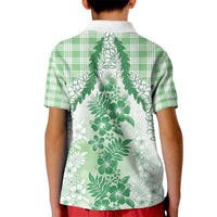 Aloha Hawaii Palaka Kid Polo Shirt Green Plumeria Lei LT05 - Polynesian Pride