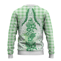 Aloha Hawaii Palaka Ugly Christmas Sweater Green Plumeria Lei - Polynesian Pride