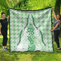 Aloha Hawaii Palaka Quilt Green Plumeria Lei - Polynesian Pride