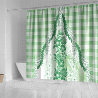 Aloha Hawaii Palaka Shower Curtain Green Plumeria Lei - Polynesian Pride