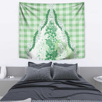 Aloha Hawaii Palaka Tapestry Green Plumeria Lei - Polynesian Pride