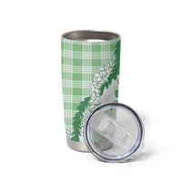 Aloha Hawaii Palaka Tumbler Cup Green Plumeria Lei - Polynesian Pride
