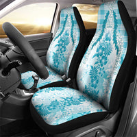 Aloha Hawaii Palaka Car Seat Cover Blue Plumeria Lei - Polynesian Pride