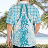 Aloha Hawaii Palaka Hawaiian Shirt Blue Plumeria Lei - Polynesian Pride