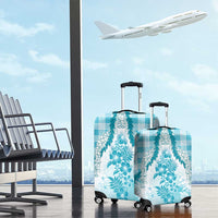 Aloha Hawaii Palaka Luggage Cover Blue Plumeria Lei - Polynesian Pride