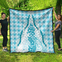 Aloha Hawaii Palaka Quilt Blue Plumeria Lei - Polynesian Pride