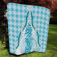 Aloha Hawaii Palaka Quilt Blue Plumeria Lei - Polynesian Pride