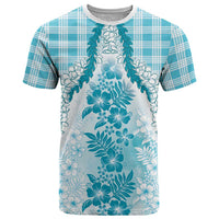 Aloha Hawaii Palaka T Shirt Blue Plumeria Lei - Polynesian Pride