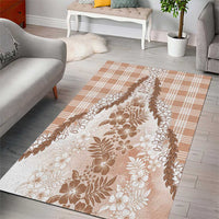 Aloha Hawaii Palaka Area Rug Beige Plumeria Lei - Polynesian Pride