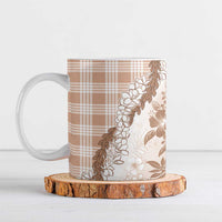 Aloha Hawaii Palaka Ceramic Mug Beige Plumeria Lei - Polynesian Pride