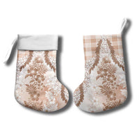 Aloha Hawaii Palaka Christmas Stocking Beige Plumeria Lei - Polynesian Pride