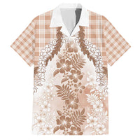 Aloha Hawaii Palaka Hawaiian Shirt Beige Plumeria Lei LT05 Beige - Polynesian Pride