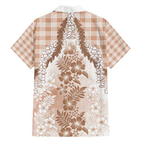 Aloha Hawaii Palaka Hawaiian Shirt Beige Plumeria Lei LT05 - Polynesian Pride