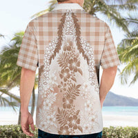 Aloha Hawaii Palaka Hawaiian Shirt Beige Plumeria Lei LT05 - Polynesian Pride