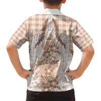 Aloha Hawaii Palaka Hawaiian Shirt Beige Plumeria Lei - Polynesian Pride