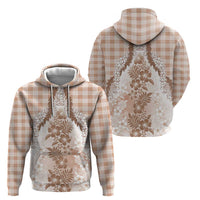 Aloha Hawaii Palaka Hoodie Beige Plumeria Lei - Polynesian Pride