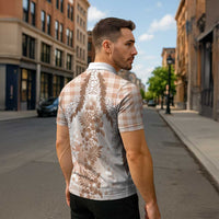 Aloha Hawaii Palaka Zipper Polo Shirt Beige Plumeria Lei - Polynesian Pride