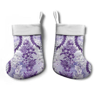 Aloha Hawaii Palaka Christmas Stocking Purple Plumeria Lei - Polynesian Pride