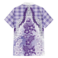 Aloha Hawaii Palaka Family Matching Mermaid Dress and Hawaiian Shirt Purple Plumeria Lei - Polynesian Pride