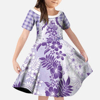 Aloha Hawaii Palaka Family Matching Tank Maxi Dress and Hawaiian Shirt Purple Plumeria Lei - Polynesian Pride