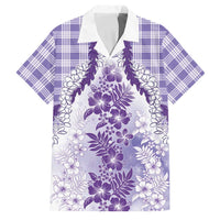 Aloha Hawaii Palaka Family Matching Tank Maxi Dress and Hawaiian Shirt Purple Plumeria Lei - Polynesian Pride