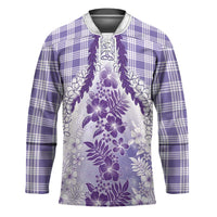 Aloha Hawaii Palaka Hockey Jersey Purple Plumeria Lei LT05 Unisex Purple - Polynesian Pride