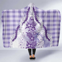 Aloha Hawaii Palaka Hooded Blanket Purple Plumeria Lei LT05 One Size Purple - Polynesian Pride