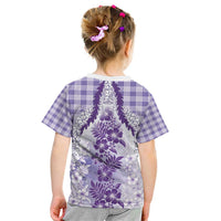Aloha Hawaii Palaka Kid T Shirt Purple Plumeria Lei LT05 - Polynesian Pride