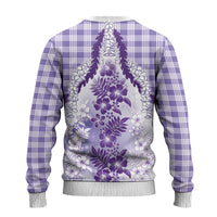 Aloha Hawaii Palaka Ugly Christmas Sweater Purple Plumeria Lei - Polynesian Pride