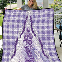 Aloha Hawaii Palaka Quilt Purple Plumeria Lei - Polynesian Pride