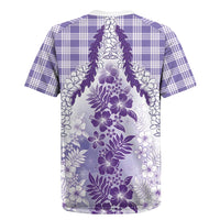 Aloha Hawaii Palaka Rugby Jersey Purple Plumeria Lei - Polynesian Pride
