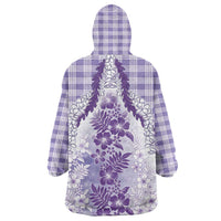 Aloha Hawaii Palaka Wearable Blanket Hoodie Purple Plumeria Lei LT05 - Polynesian Pride