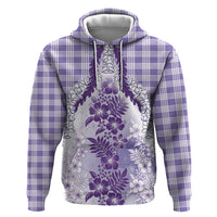 Aloha Hawaii Palaka Zip Hoodie Purple Plumeria Lei LT05 Pullover Hoodie Purple - Polynesian Pride