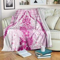Aloha Hawaii Palaka Blanket Pink Plumeria Lei - Polynesian Pride