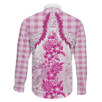 Aloha Hawaii Palaka Family Matching Tank Maxi Dress and Hawaiian Shirt Pink Plumeria Lei - Polynesian Pride